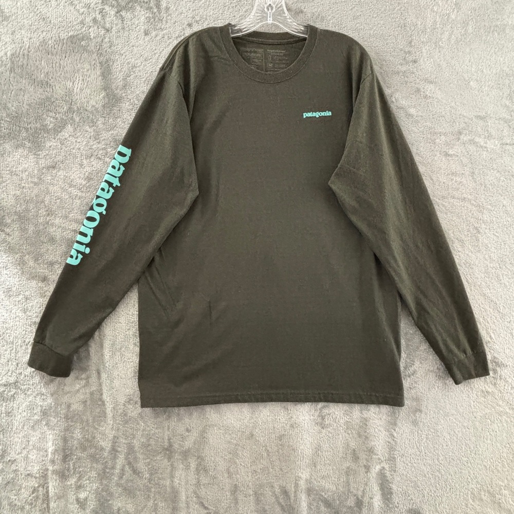 Patagonia Responsibili-Tee Long Sleeve T-Shirt Mens L‎ Green Regular Fit 39042